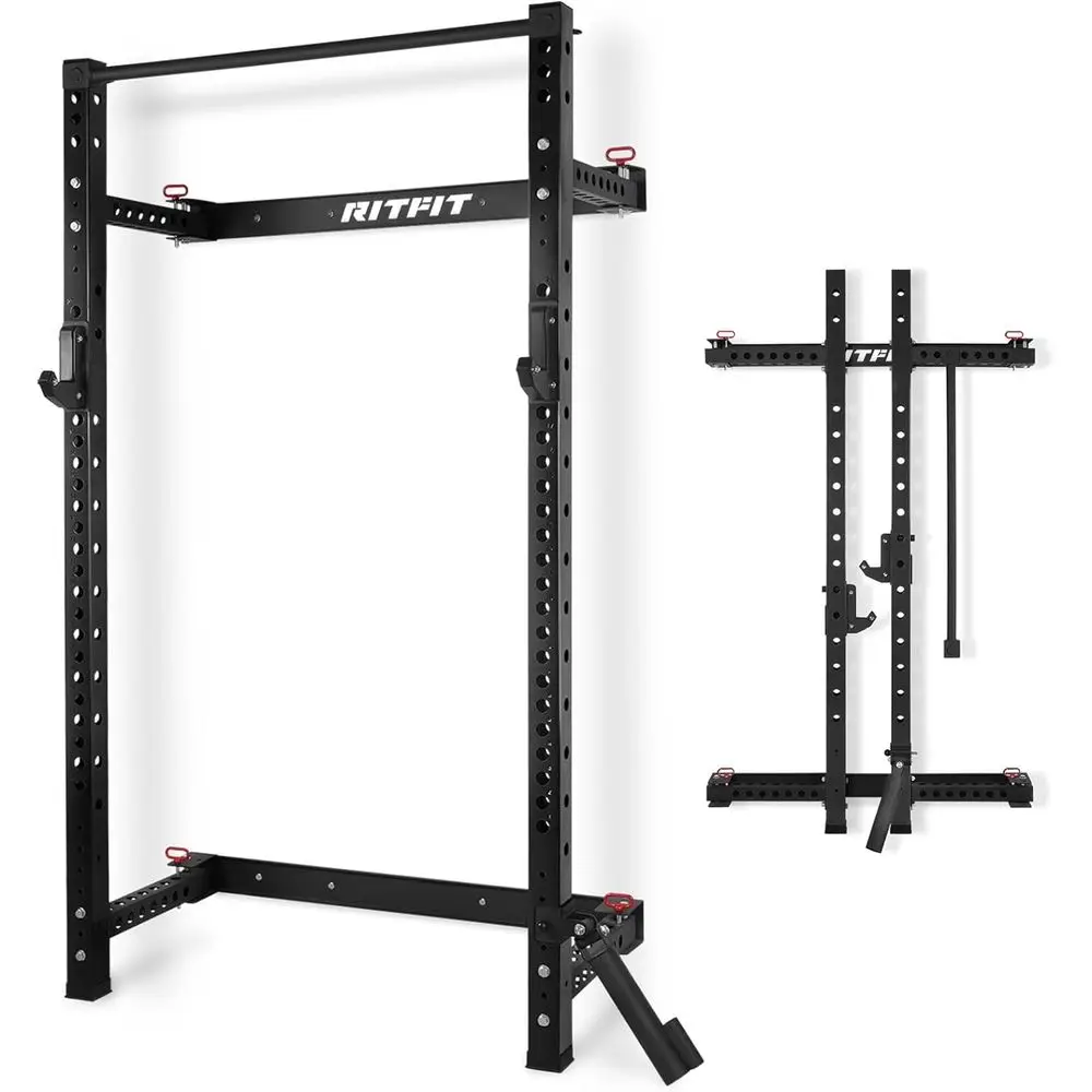 Home Gym Designs - Compact Wall-Mounted Squat Rack for Home