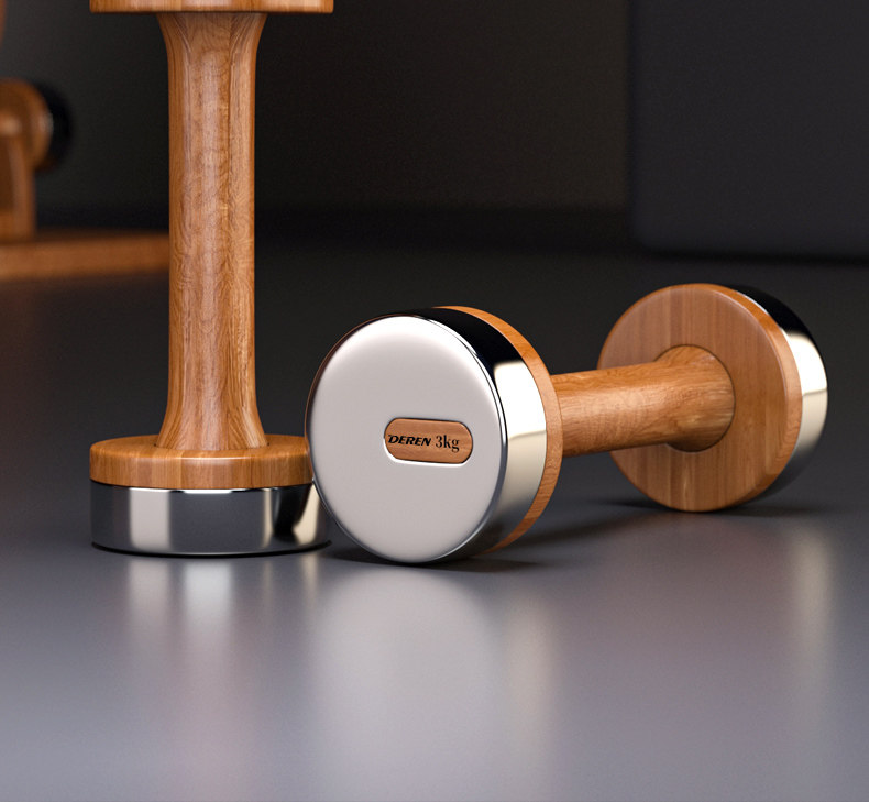 Home Gym Designs - Wood & Steel Adjustable Dumbbell Set