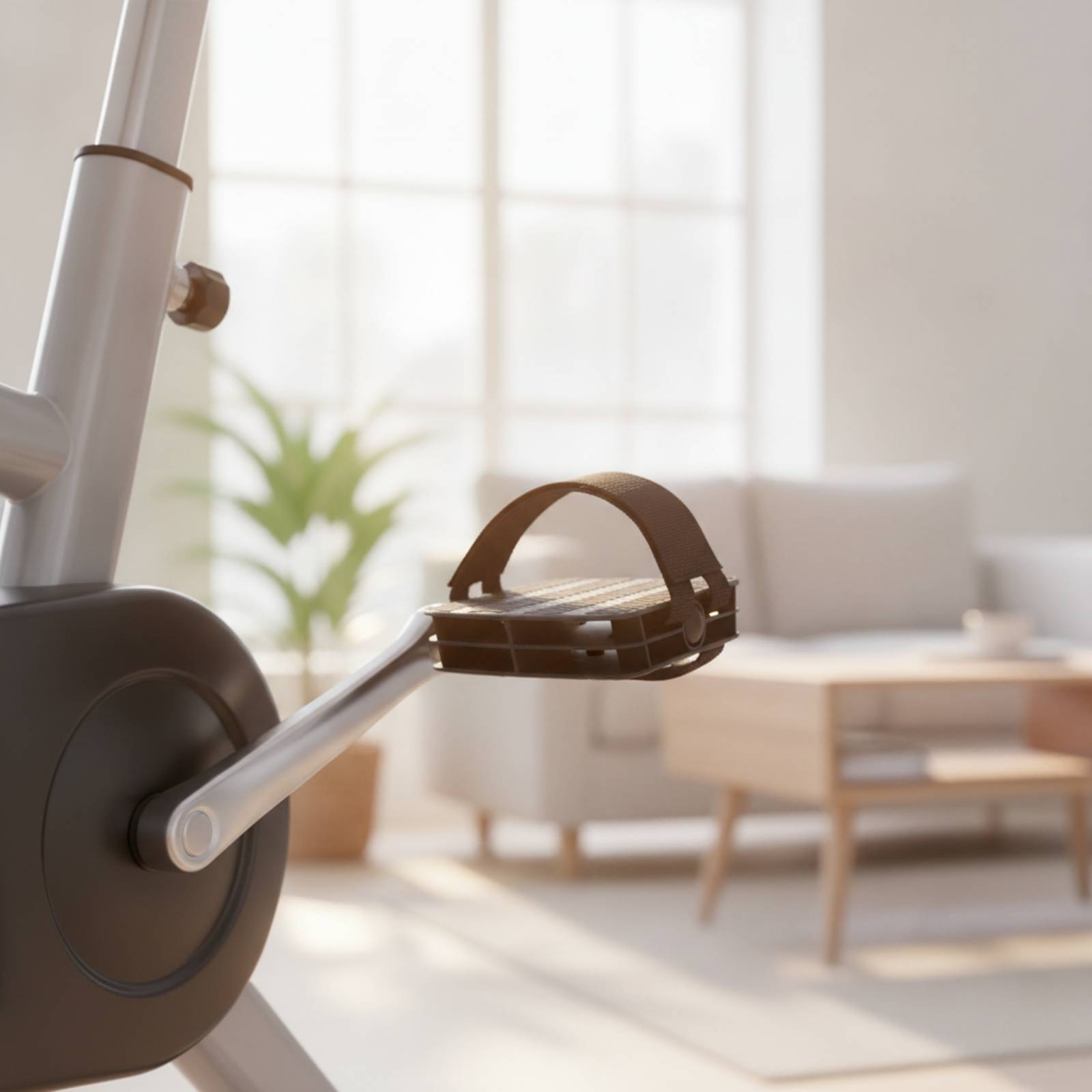 Home Gym Exercise - Exercise Bike Pedals with Straps Threaded