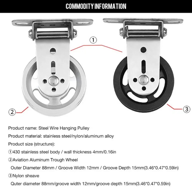 Pulley Home Gym - Mute Rotatable Stainless Steel Pulley Wheel