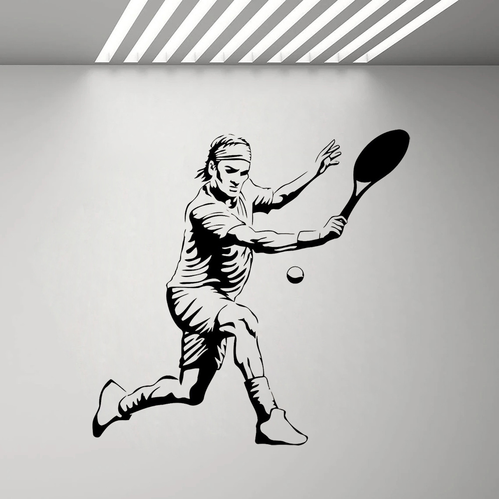 Tennis Player Wall Sticker Vin - огляд і ціна Home Gym Interior Design